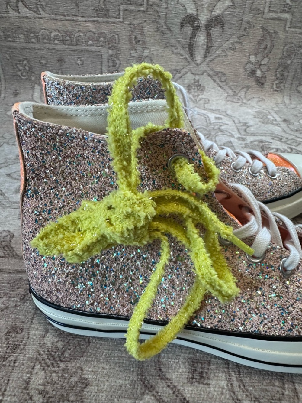 Converse Glitter High Top Sneakers - Pink with Orange Accents - Picture 7 of 9